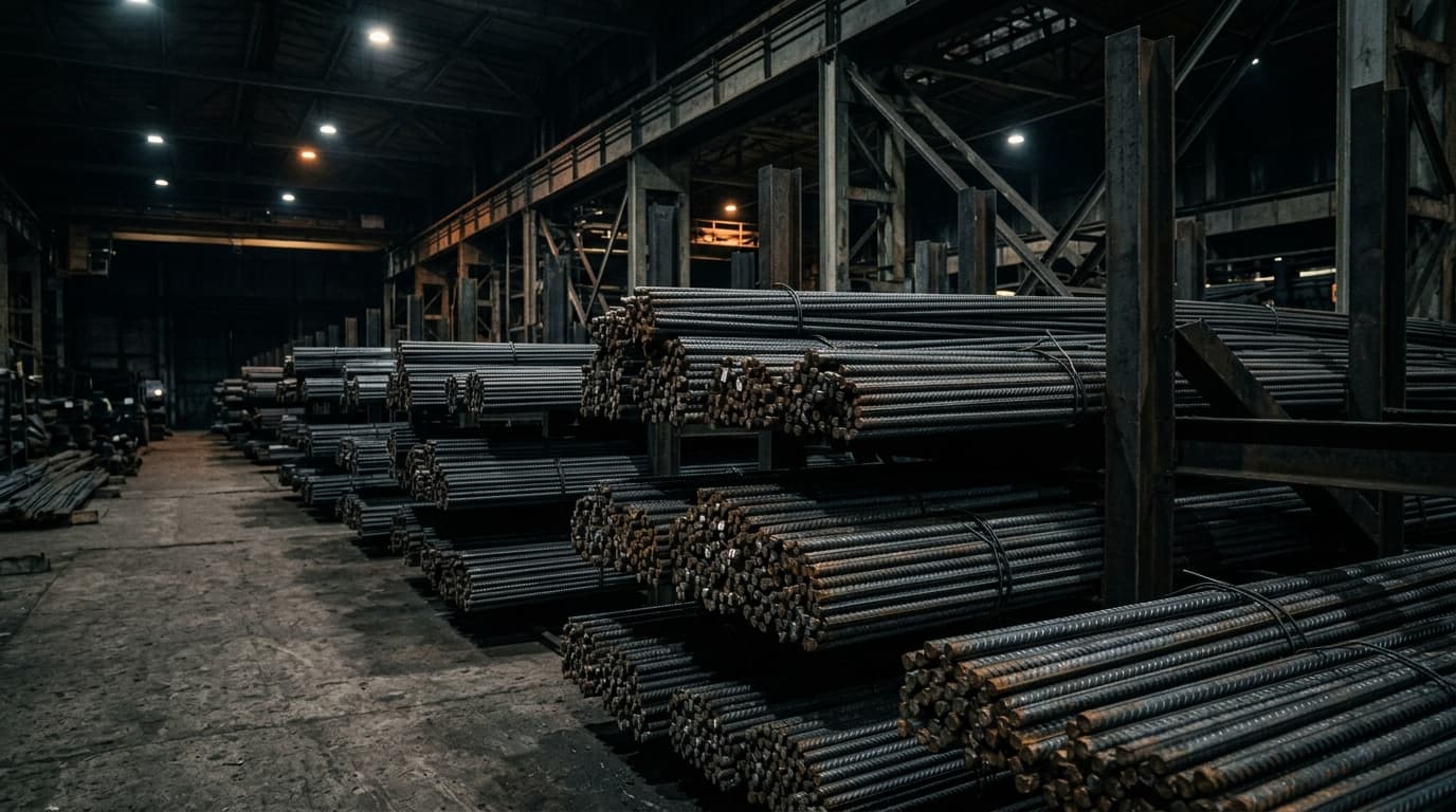 TMT Steel Rods & Construction Rebars Stack